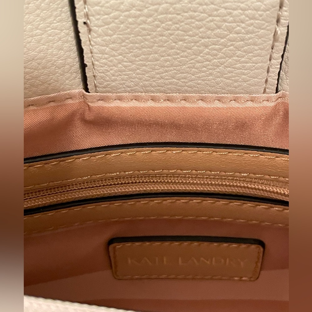 Kate Landry Pink and Cream Diamond Print Hand Bag - Picture 9 of 16